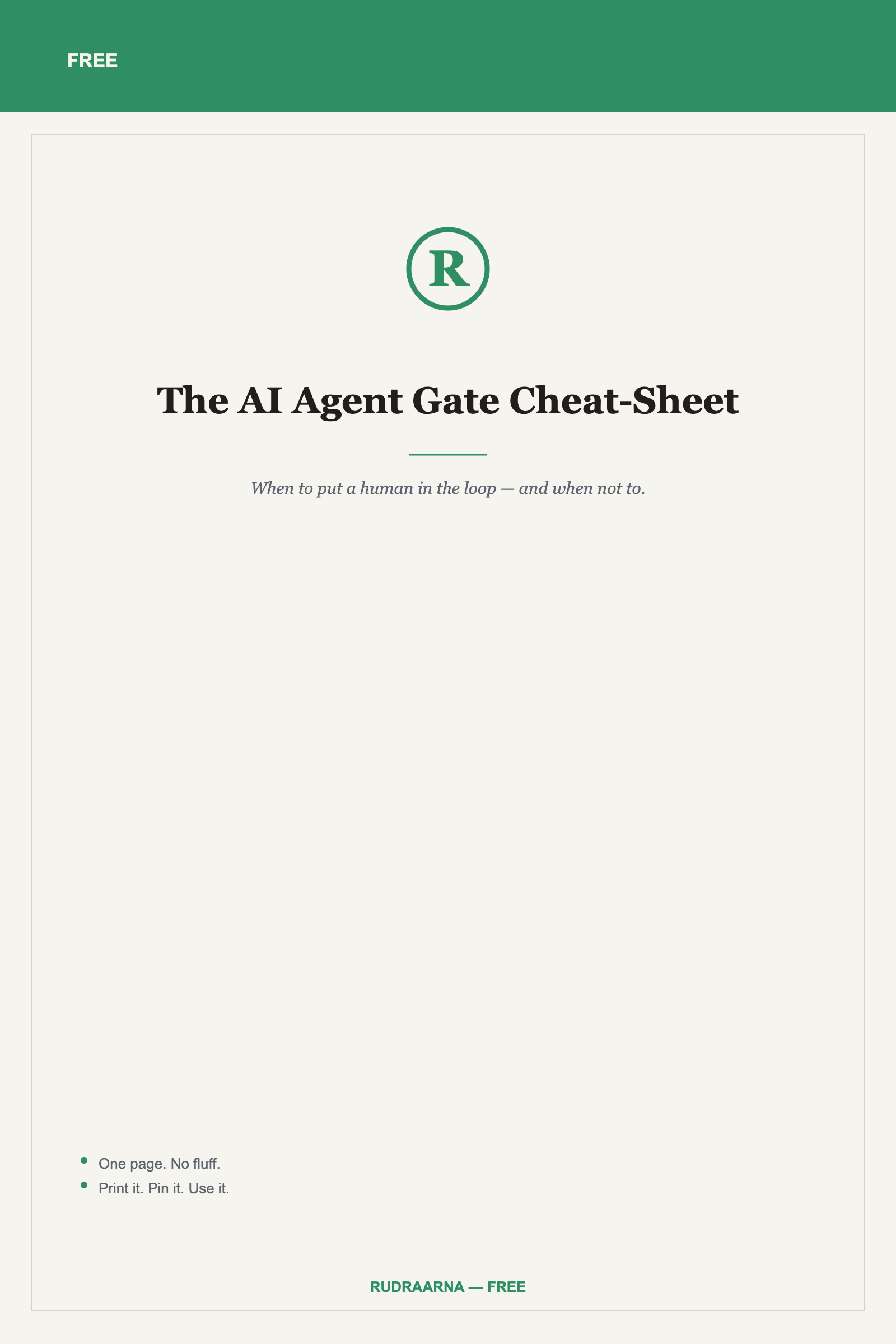 The AI Agent Gate Cheat-Sheet — cover